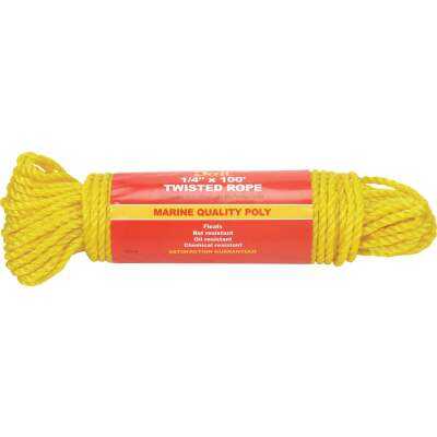 Do it Best 1/4 In. x 100 Ft. Yellow Twisted Polypropylene Packaged Rope